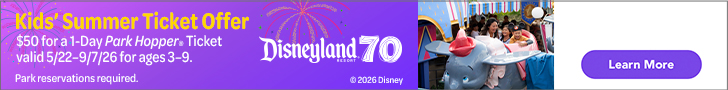 Disneyland Kids Summer ticket offer. Links to ticket store